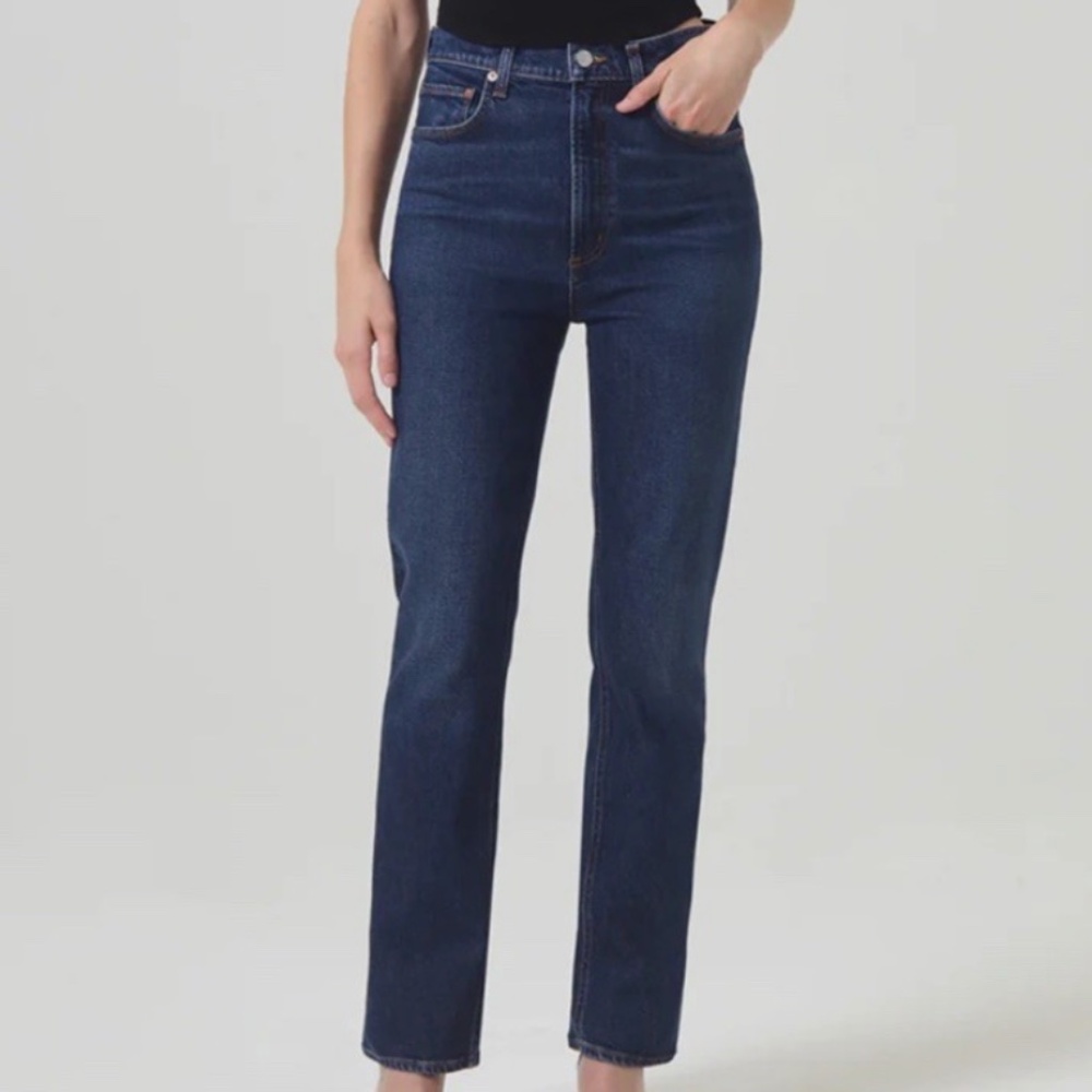 AGolde High Rise Stovepipe Jeans in Discord Sz 29
